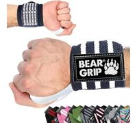 Bear Grip - Bandes de soutien pour poignets lors de la musculation, (Vendues par paire) (Noir-Blanc-Tessellation)