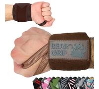 Bear Grip - Bandes de soutien pour poignets pour haltérophilie (Vendues par paires) (BROWN-WRAPS)
