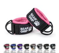 BEAR GRIP - Sangles de cheville pour câbles avec nouveau design en polaire - Fermeture solide - Double anneau en D en acier inoxydable - Néoprène réglable - Pour homme et femme (Rose Slim - Paire)