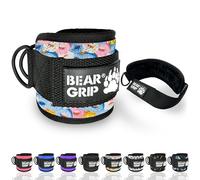 BEAR GRIP - Sangles de Cheville pour Câbles - Fermeture Solide, Double Anneau en Acier Inox, Néoprène Réglable avec Fourrure - Cuir Premium pour Abdos, Fessiers et Jambes (Donut - Individuel)