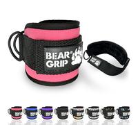 BEAR GRIP - Sangles de Cheville pour Câbles - Fermeture Solide, Double Anneau en Acier Inox, Néoprène Réglable avec Fourrure - Cuir Premium pour Abdos, Fessiers et Jambes (Rose Bébé - Individuel)