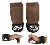 BEAR GRIP - Sangles multi-adhérentes, sangles d'haltérophilie robustes (cuir marron)
