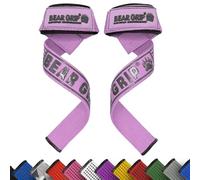 BEAR GRIP Sangles - Sangles rembourrées en néoprène de qualité supérieure, très résistantes à double couture, poignée en gel, 100 % coton, extra longue (violet pastel)