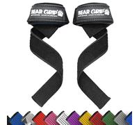 BEAR GRIP Straps - Premium Neoprene padded Heavy Duty double stitched weight lifting gym straps (Black)