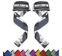 BEAR GRIP Straps - Sangles de levage de poids pour la salle de gym, rembourrées en néoprène de qualité supérieure, double couture robuste, Grip en gel, 100% coton, Longueur extra longue ((Camouflage)