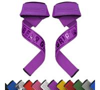 BEAR GRIP Straps - Sangles de levage de poids pour la salle de gym, rembourrées en néoprène de qualité supérieure, double couture robuste, Grip en gel, 100% coton, Longueur extra longue (Tout Violet)