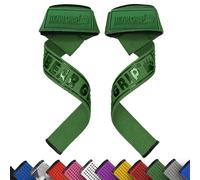 BEAR GRIP Straps - Sangles de levage de poids pour la salle de gym, rembourrées en néoprène de qualité supérieure, double couture robuste, Grip en gel, 100% coton, Longueur extra longue (Tout Vert)