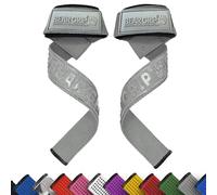 BEAR GRIP Straps - Sangles de levage de poids pour la salle de gym, rembourrées en néoprène de qualité supérieure, double couture robuste, Grip en gel, 100% coton, Longueur extra longue (Tout Gris)