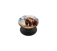 Bear Grizzly Bears Wildlife Mountains Animal Landscape PopSockets PopGrip Adhésif