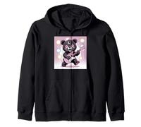Bear Guitare Rock and Roll Kawaii Goth Girl Vêtements Rose Goth Sweat à Capuche