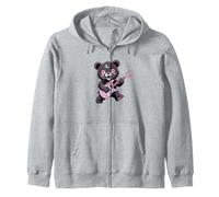 Bear Guitare Rock and Roll Kawaii Goth Girl Vêtements Rose Goth Sweat à Capuche