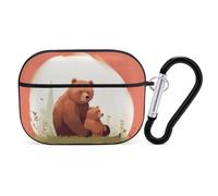 Bear Hug Coque rigide de protection complète contre les chutes avec porte-clés compatible avec AirPod Pro 2e/1ère génération, LED avant visible, noir