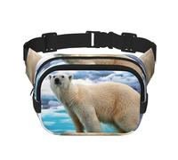 Bear Ice Sac banane carré double couche Sac de poitrine Sac à bandoulière Sac de course à pied Voyage Randonnée, Noir , Taille unique