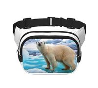 Bear Ice Sac banane carré double couche Sac de poitrine Sac à bandoulière Sac de course à pied Voyage Randonnée, Noir , Taille unique