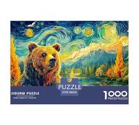 Bear in Paysage étoilé Puzzle pour Adultes - 1000 Pièces L'Excellence du Challenge Pédagogique - Conçu pour Hommes, Femmes Et Personnes De 14 Ans Et Plus 38x26cm/1000pcs