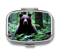 Bear in The Wild Pilulier portable à 2 compartiments pour médicaments et vitamines pour homme et femme