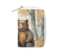 Bear in Woods Étui en cuir pour cartes de crédit avec fermeture éclair et 20 emplacements pour cartes de débit, 16 x 11,5 cm, Style :, 16x11.5cm