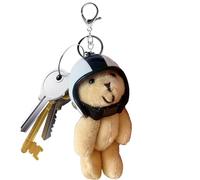 Bear Keychain - Helmeted Bear Plush Keychain, Stylish Animal Keyring with Soft Fabric and Cute Design, Lightweight Bag Charm for Backpack Purse Wallet, Decorative Accessory for Women Travel Home