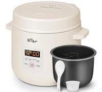 Bear Mini Cuiseur de Riz Petit, 2 Tasses pour 1-2 Personnes - 3 Programmes (Riz Blanc, Riz Complet, Porridge), Minuteur 12h, Maintien au Chaud, Cuve Antiadhésive Cuiseur a Riz