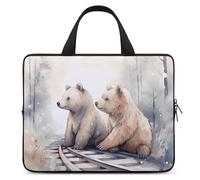 Bear on Train Tracks - Housse pour ordinateur portable de 12 pouces - Housse de protection ultra fine et étanche avec dragonne