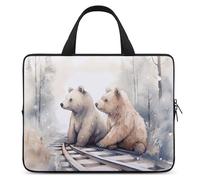 Bear on Train Tracks - Housse pour ordinateur portable de 13 po ultra fine et imperméable avec dragonne