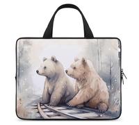 Bear on Train Tracks - Housse pour ordinateur portable ultra fine et étanche de 10 po avec dragonne