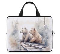 Bear on Train Tracks - Housse pour ordinateur portable ultra fine et étanche de 17 pouces - Sac de protection portable avec dragonne