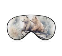 Bear on Train Tracks Masque de sommeil avec sangle réglable, confortable et doux pour bloquer la lumière, léger et respirant pour homme et femme