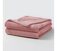 Bear & Panda Jeté de canapé en flanelle polaire gaufrée - Couverture en nid d'abeille super douce, légère, double, king size - Rose pâle - Double (152 x 203 cm)