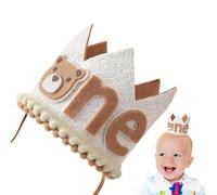 Bear Parties - First Birthday Headpiece, Soft Plush Animal Tiara, Fun Photography Dress Up Favor | Charming Year Celebration Decor For Indoor Outdoor Gathering Family Portrait Studio Moments