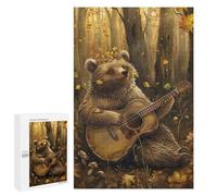 Bear Playing Guitar in Forest Puzzle 1000 Pièces Educa Jouet en Bois Cadeau Unique Décoration Intérieure Jeu Éducatif Challenge Toy Adultes Et Enfants À Partir De 14 Ans 1000 PCS
