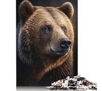 Bear Portrait on Dark Puzzle 1000 Pièces Cadeau Unique Jeu Éducatif Challenge Toy À De Qualité Supérieure Peinture Art pour Adultes Enfants 1000pcs (38x26cm)