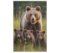 Bear Puzzles en Bois 1000 Pièces Adultes, Poster Jigsaw Puzzle, Design Unique Jouet ÉduChatif pour Adolescents Et Enfants （78×53cm）