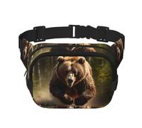 Bear Running1 Sac banane avec rallonge pour homme et femme avec poches zippées, noir, One Size