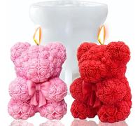 Bear-shaped candle mold 3D moule bougie silicone nounours,nœud papillon Ours moules pour bricolage,cadeaux féminins,cadeaux d'anniversaire,résine époxy,moules à savon,moules à plâtre,bougies parfumées