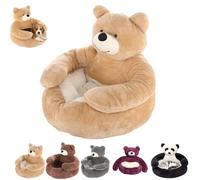 Bear Shaped Dog Bed with Raised Arms,Cute Soft Comfortable Pet Sofa with Non-Slip Base,Detachable Calming Nest for Cat and Dogs (A, M)
