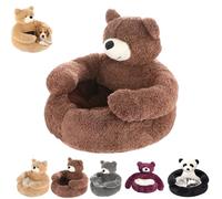 Bear Shaped Dog Bed with Raised Arms,Cute Soft Comfortable Pet Sofa with Non-Slip Base,Detachable Calming Nest for Cat and Dogs (B, XL)