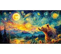 Bear-Shaped-Mountain-Landscape-Under-Full-Moon 1000 pièces Puzzle Papier recyclé Jeu Familial Amusant & Stimulant Puzzle Idée Cadeau Parfaite à des Fins de Relaxation 38x26/1000 pièces