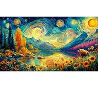 Bear-Shaped-Mountain-Landscape-Under-Full-Moon Puzzle 1000 pièces Papier recyclé Extremement Difficile Jeu éducatif détente Idée Cadeau Parfaite 70x50/1000 pièces