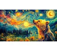 Bear-Shaped-Mountain-Landscape-Under-Full-Moon Puzzle 1000 pièces Papier recy xtremement Difficile Jeu Stimulant pour Femmes et Hommes à des Fins de Relaxation 38x26/1000 pièces