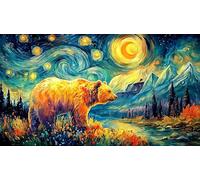 Bear-Shaped-Mountain-Landscape-Under-Full-Moon Puzzle pour Adultes 1000 pièces Extremement Difficile Stimulant Jeu éducatif détente Cadeau Amusant & Activité Maison 38x52/1000 pièces