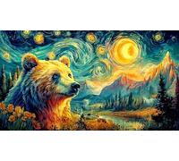 Bear-Shaped-Mountain-Landscape-Under-Full-Moon Puzzle pour Adultes 1000 pièces Papier recyclé Jeu Familial Amusant & Stimulant Jeu éducatif détente Beau Puzzle de décoration 70x50/1000 pièces