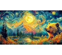 Bear-Shaped-Mountain-Landscape-Under-Full-Moon Puzzle pour Adultes 1000 pièces Puzzle Jeu Stimulant pour décoration Murale et Cadeaux Idée Cadeau Parfaite Jeux éducatifs 70x50/1000 pièces