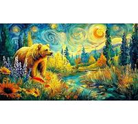 Bear-Shaped-Mountain-Landscape-Under-Moonlight 1000 pièces Papier recyclé Puzzle Jeu Stimulant Cadeau Amusant & Activité Maison pour Adultes et Enfants de 12+ Ans 70x50/1000 pièces