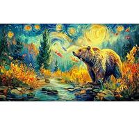 Bear-Shaped-Mountain-Landscape-Under-Moonlight Puzzle 1000 pièces Papier recyclé Extremement Difficile Jeu éducatif détente Idée Cadeau Parfaite 70x50/1000 pièces