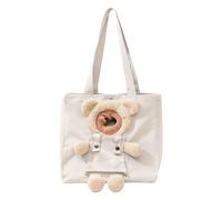 Bear-Shaped Pet Shoulder Bag, Canvas Dog and Puppy Carrier Tote for Daily Walks, Shopping, Outdoor Travel, Short Trips, 35x17x34 cm Sturdy Cloth