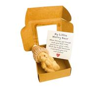 Bear Stuffed Animal, Handmade Small Plush Bear in Gift Box, 3.35x1.57 inches, Cute Companion Toy with Inspirational Card, Ideal for Kids, Positive Home Decor and Birthday Gifting