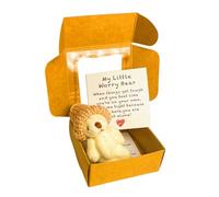 Bear Stuffed Animal, Handmade Small Plush Bear in Gift Box, 3.35x1.57 inches, Cute Companion Toy with Inspirational Card, Ideal for Kids, Positive Home Decor and Birthday Gifting