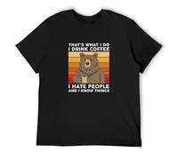 Bear That's What I Do Drink Coffee I Hate People Know Things T-Shirt Tee Funny Black XL