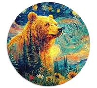 Bear Under Starry Sky 1000 Pièces Puzzle Circulaire Puzzles Classiques Jeu Cadeau Unique Jeu D'Intelligence Cadeaux 1000pcs (67.5x67.5cm)